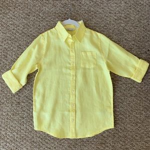 NWT Janie and Jack Boys Yellow L/S Linen button down shirt Sz 10